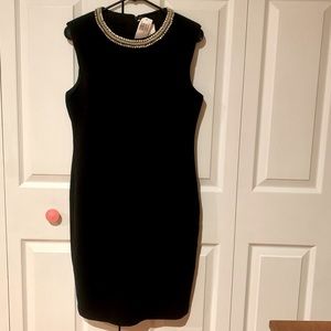 Black Saks Fifth Avenue Cocktail Dress with Diamanté Neckline NWT